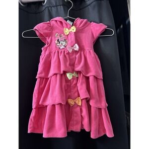 Size 3 Disney Store Minnie Mouse swimsuit cover up‎ dress hoodie pink